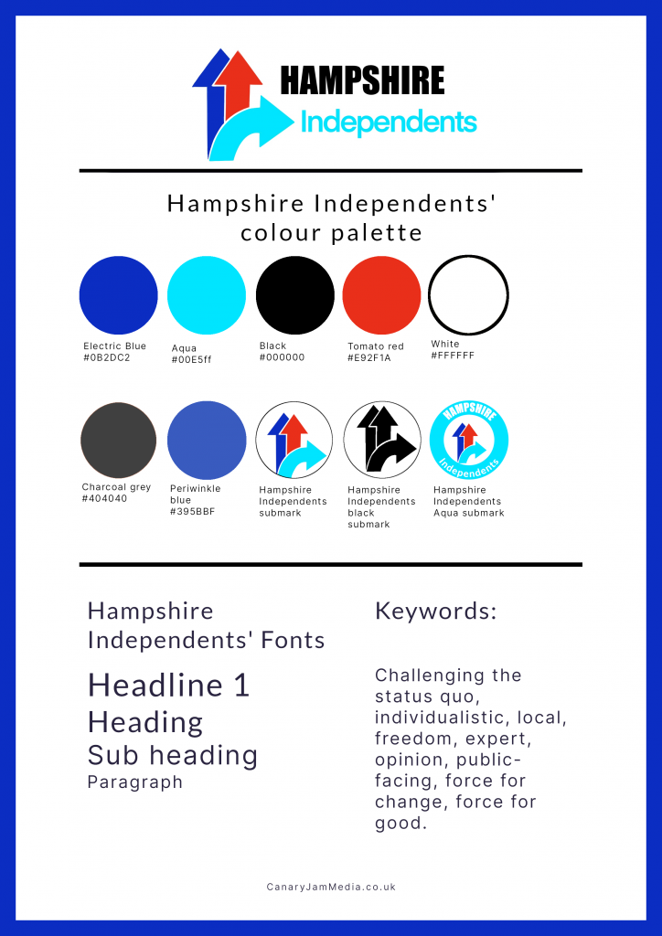 Brand identity design for the Hampshire Independents.